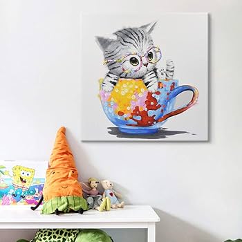 動物　絵画　アート 保障できる】 Amazon.co.jp: ZXHYWYM 青い目のオオカミ ウォール